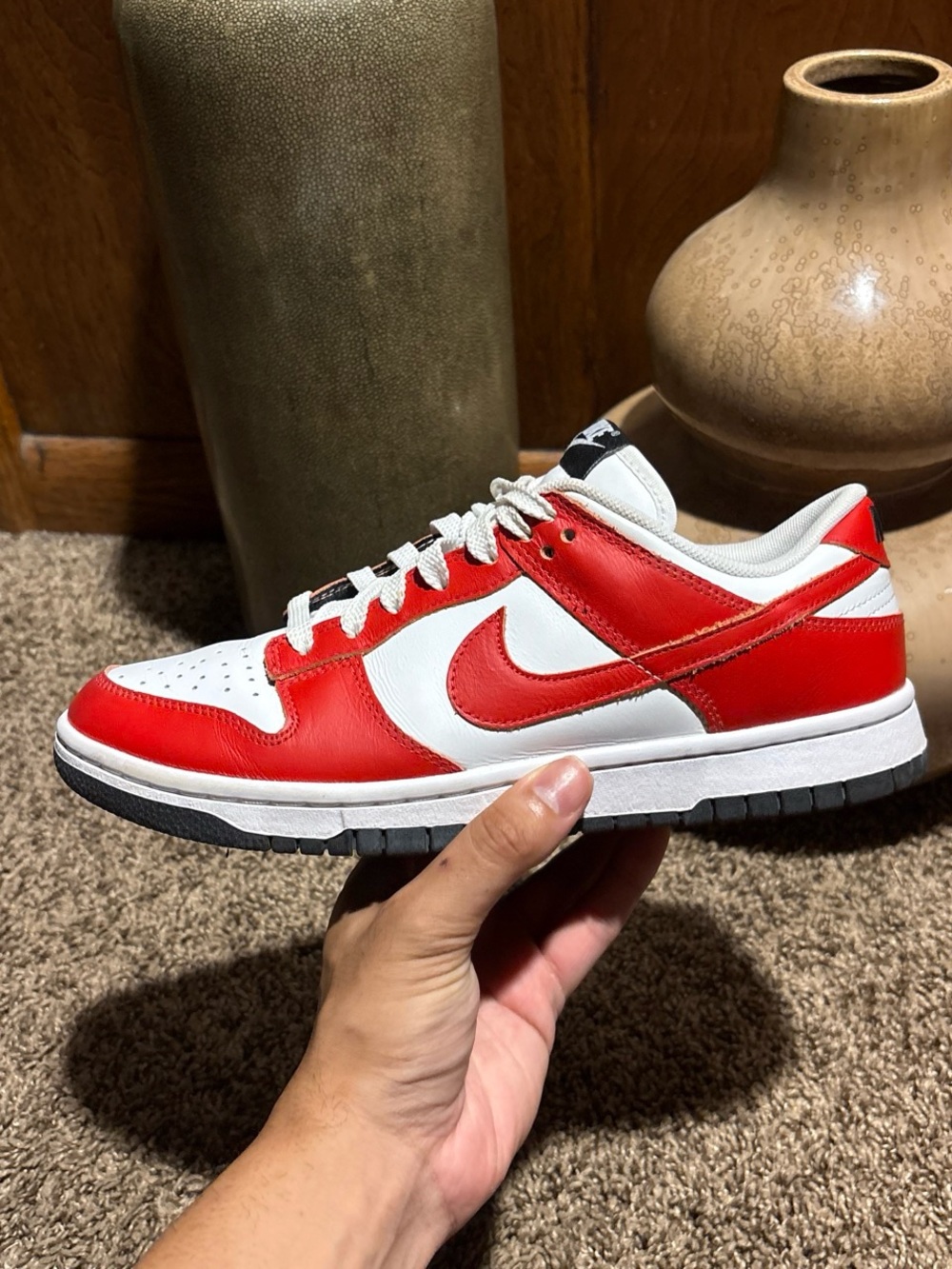 Nike Dunk Low red and white sneakers Mens Size 9.5